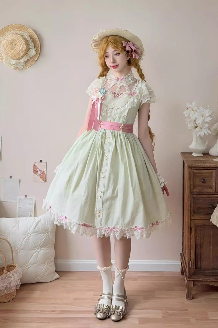 Lolita JSK Dress - Sakura’s Spring Resonance, Green, Short Version, Short Length - additional product view 3