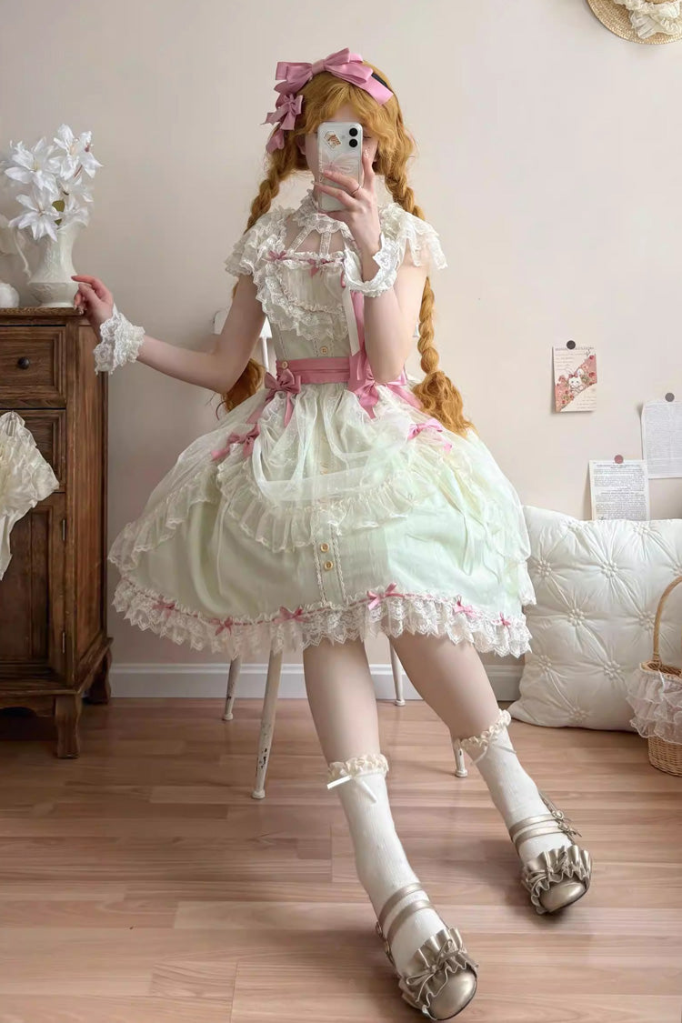 Lolita JSK Dress - Sakura’s Spring Resonance, Green, Short Version, Short Length - additional product view 5