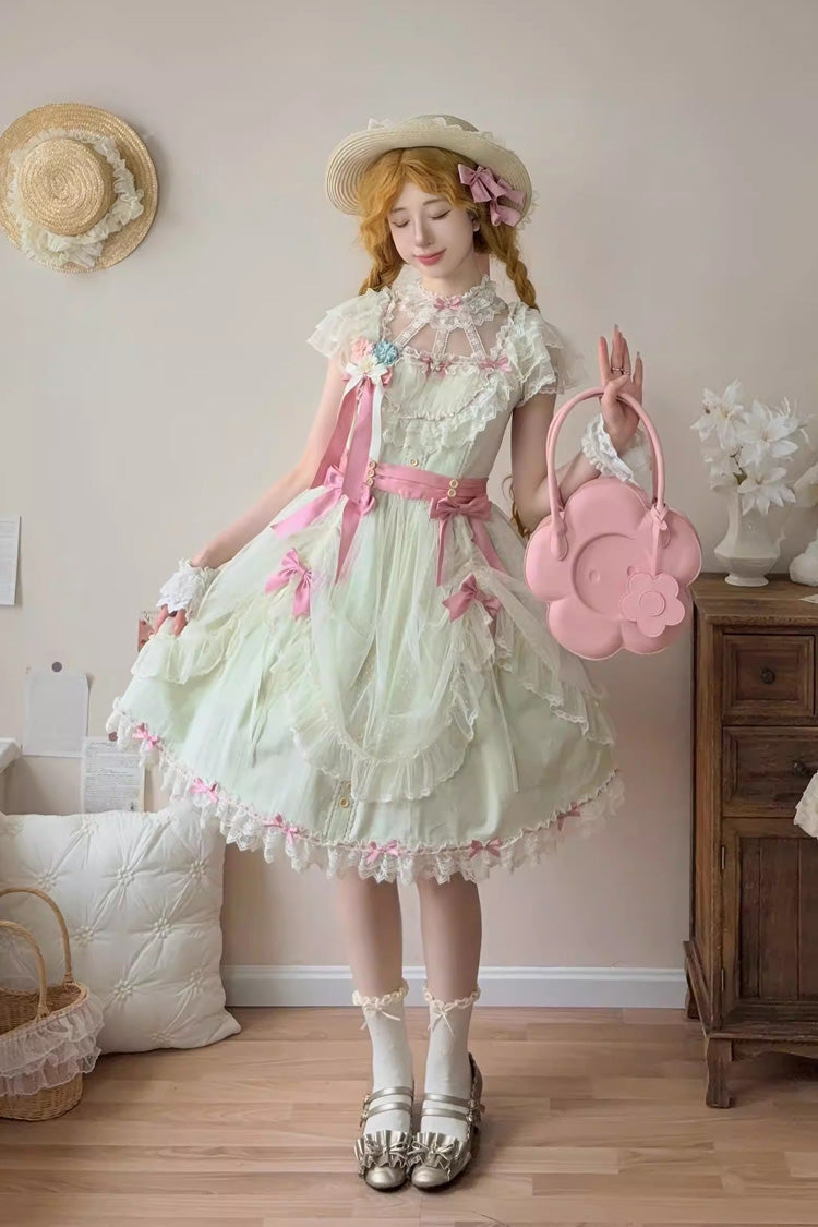 Lolita JSK Dress - Sakura’s Spring Resonance, Green, Short Version, Short Length - main product image