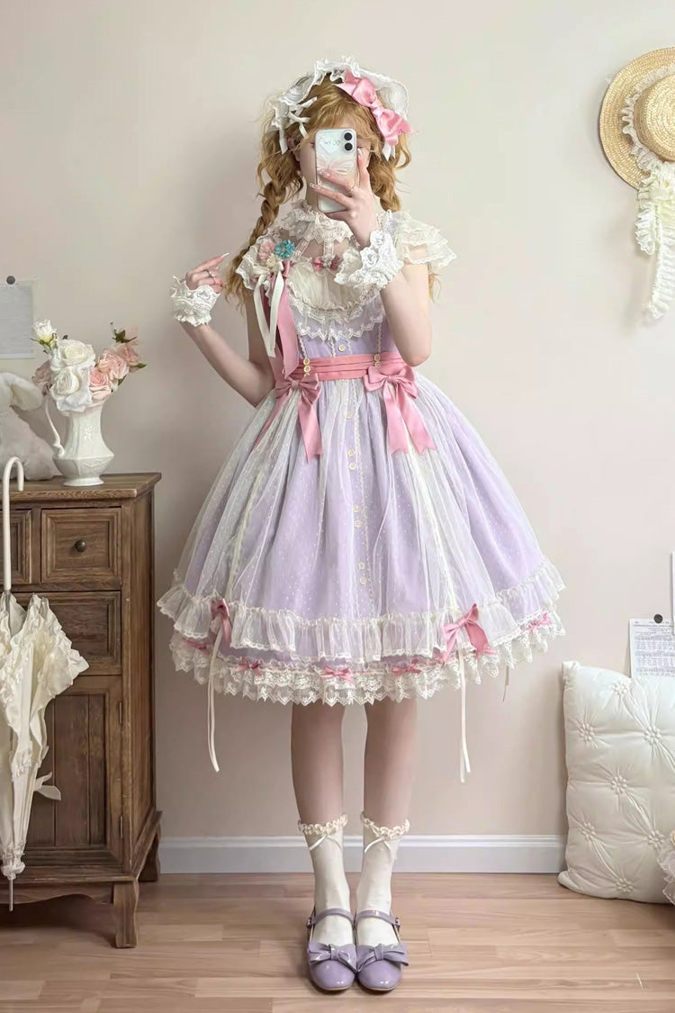 Lolita JSK Dress - Sakura’s Spring Resonance, Purple, Short Version, Short Length, Ruffled - additional product view 2