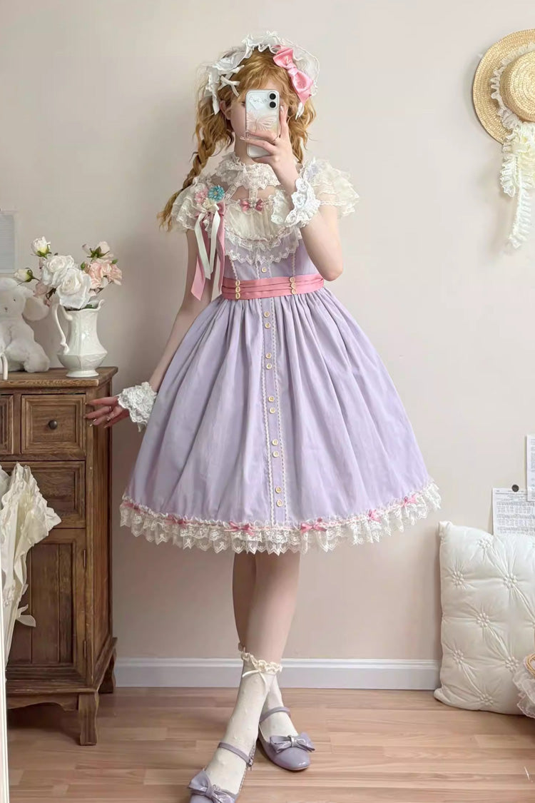 Lolita JSK Dress - Sakura’s Spring Resonance, Purple, Short Version, Short Length, Ruffled - additional product view 3