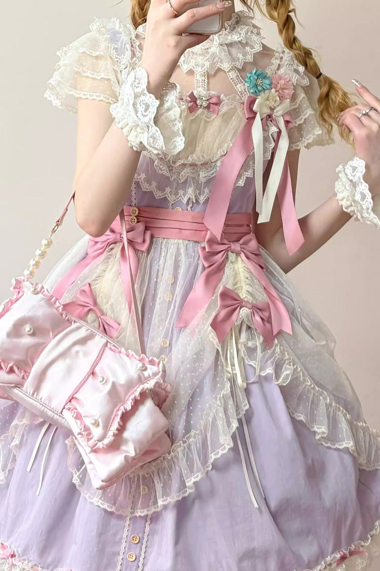 Lolita JSK Dress - Sakura’s Spring Resonance, Purple, Short Version, Short Length, Ruffled - additional product view 5