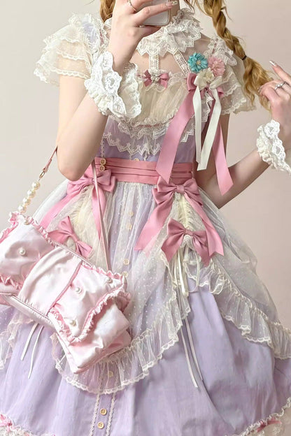 Lolita JSK Dress - Sakura’s Spring Resonance, Purple, Short Version, Short Length, Ruffled - additional product view 5