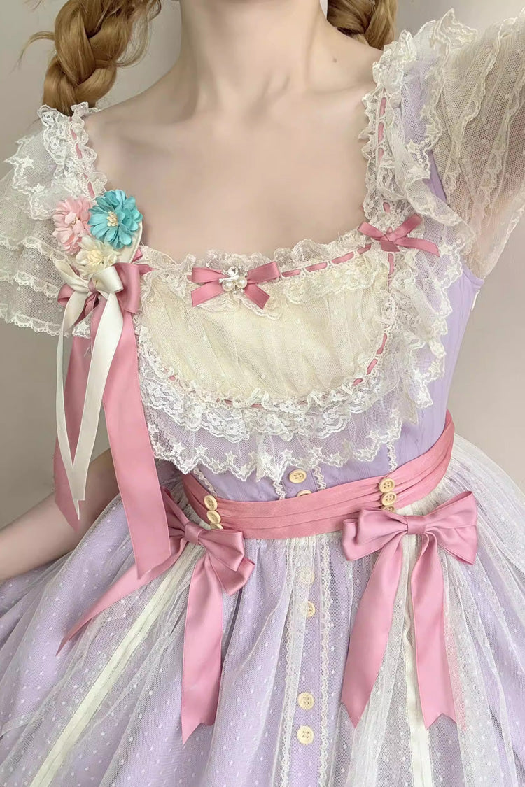 Lolita JSK Dress - Sakura’s Spring Resonance, Purple, Short Version, Short Length, Ruffled - additional product view 6