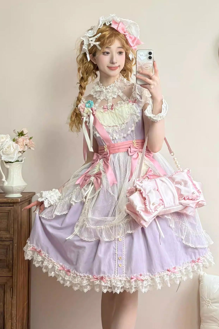 Lolita JSK Dress - Sakura’s Spring Resonance, Purple, Short Version, Short Length, Ruffled - main product image