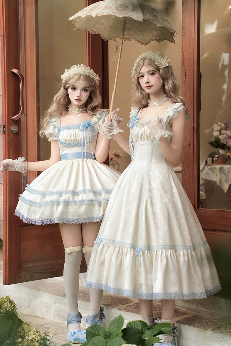 Lolita JSK Dress - Sea Salt Iced Tea, Ivory, Square Collar, Long Length, Ruffled - additional product view 9