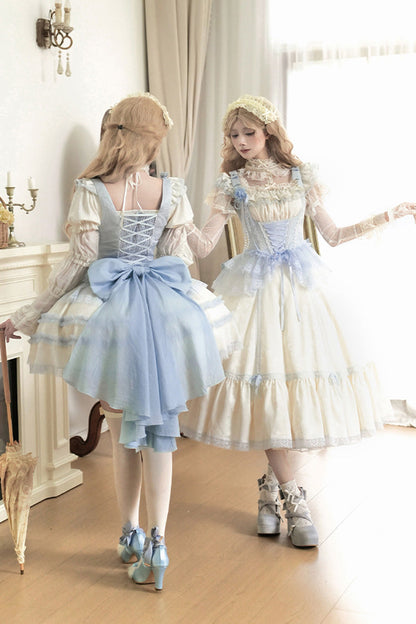 Lolita JSK Dress - Sea Salt Iced Tea, Ivory, Square Collar, Long Length, Ruffled - additional product view 12