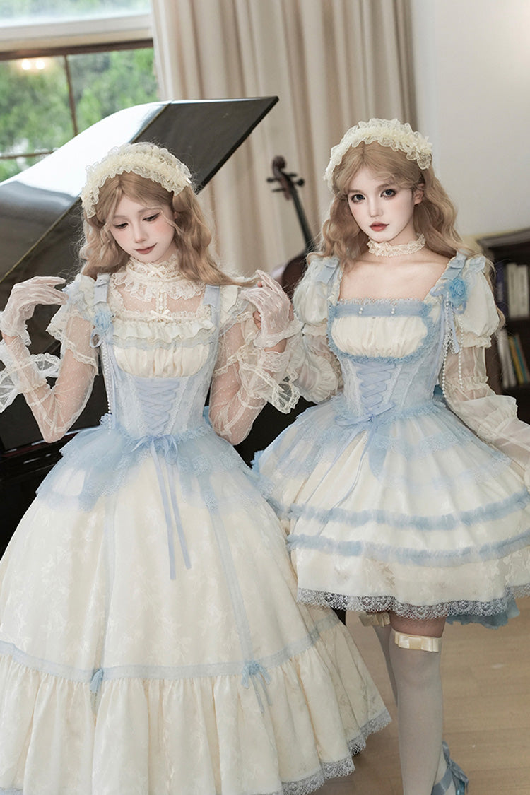 Lolita JSK Dress - Sea Salt Iced Tea, Ivory, Square Collar, Long Length, Ruffled - additional product view 15