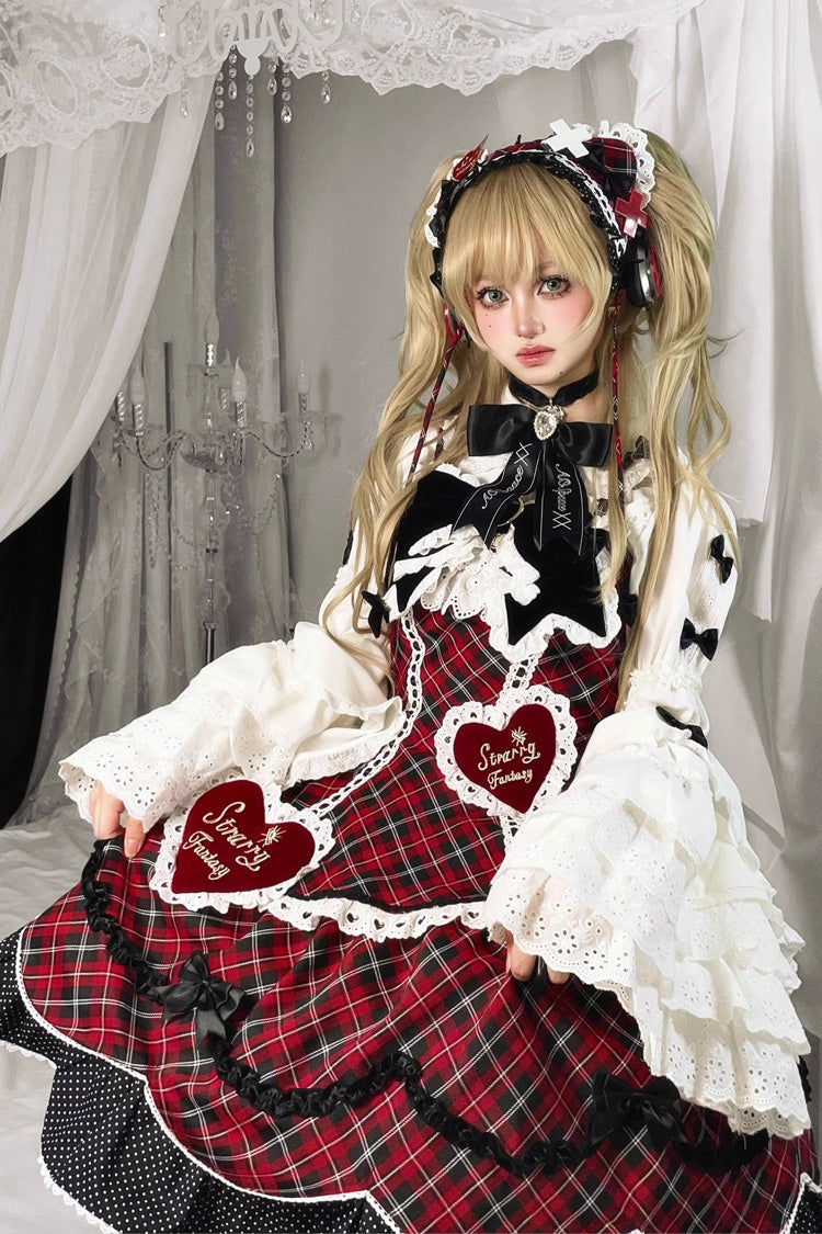 Lolita JSK Dress - Shibuya Sweetheart, Red, Plaid, Plus Size, Sweet Style - additional product view 3