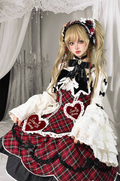 Lolita JSK Dress - Shibuya Sweetheart, Red, Plaid, Plus Size, Sweet Style - additional product view 3