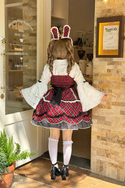 Lolita JSK Dress - Shibuya Sweetheart, Red, Plaid, Plus Size, Sweet Style - additional product view 5
