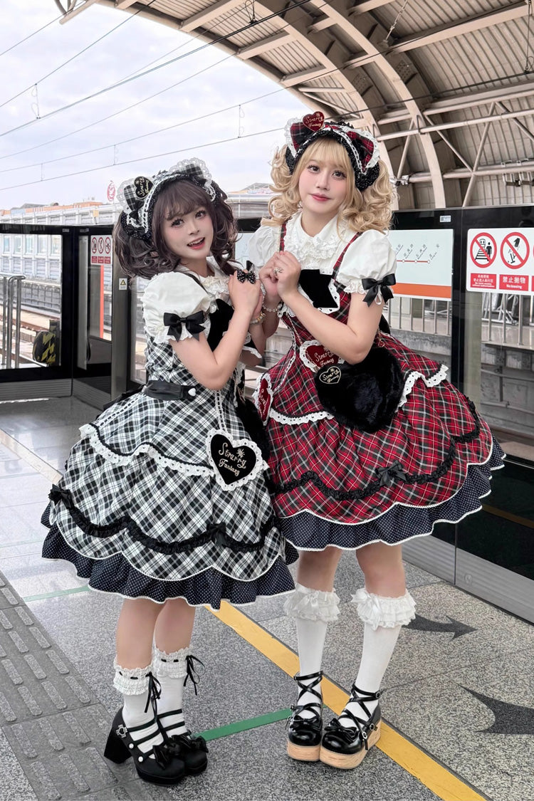 Lolita JSK Dress - Shibuya Sweetheart, Red, Plaid, Plus Size, Sweet Style - additional product view 6