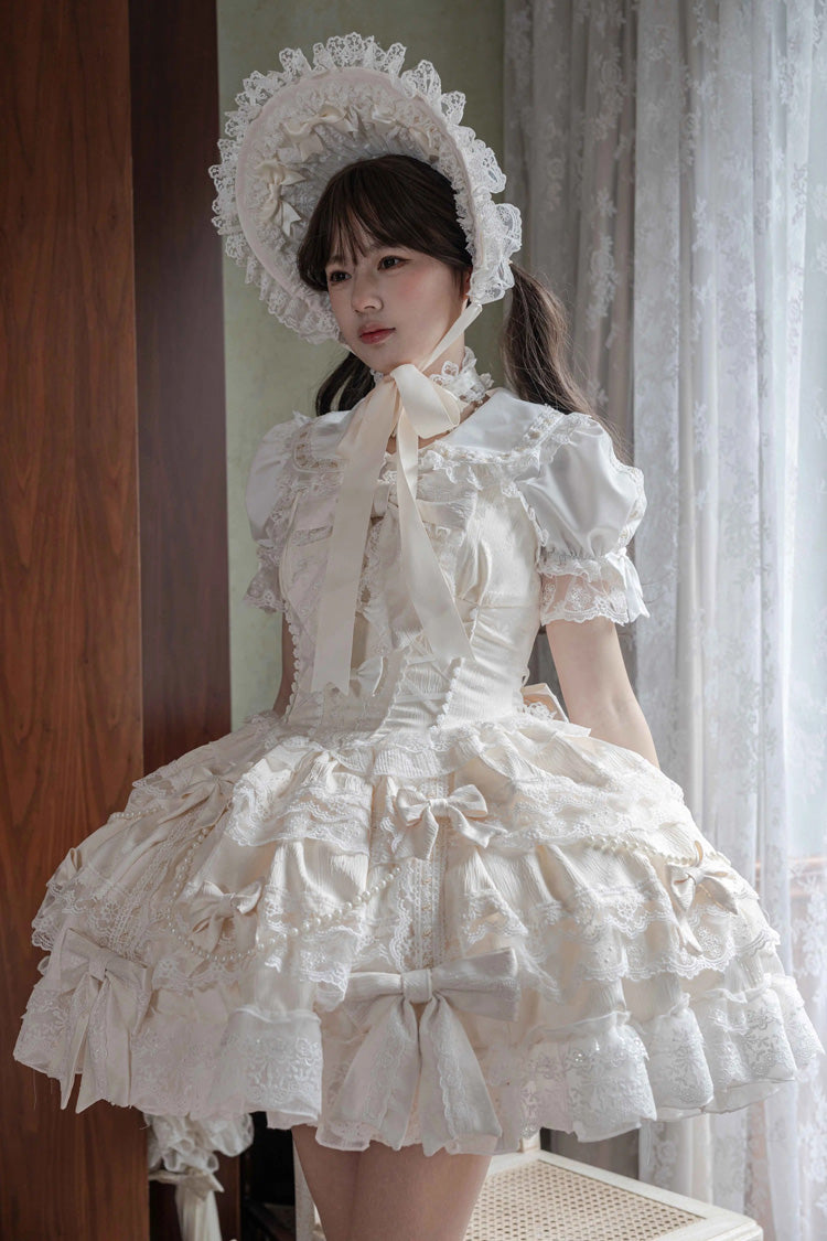 Lolita JSK Dress - Small Cakes, Ivory, Lace Trim, Ruffled, Layered - additional product view 2