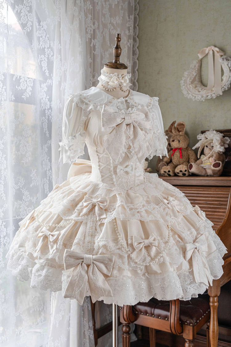 Lolita JSK Dress - Small Cakes, Ivory, Lace Trim, Ruffled, Layered - main product image