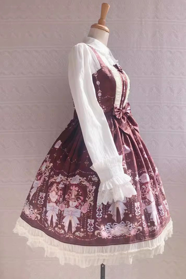 Lolita JSK Dress - Small Delicate Print, 4 Colors, Sweet Style, Bow Detail, Ruffled - additional product view 4