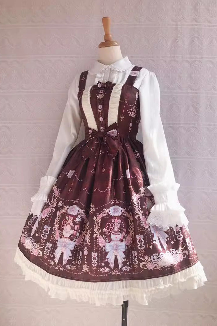 Lolita JSK Dress - Small Delicate Print, 4 Colors, Sweet Style, Bow Detail, Ruffled - additional product view 5