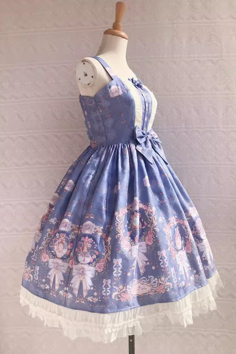 Lolita JSK Dress - Small Delicate Print, 4 Colors, Sweet Style, Bow Detail, Ruffled - additional product view 7