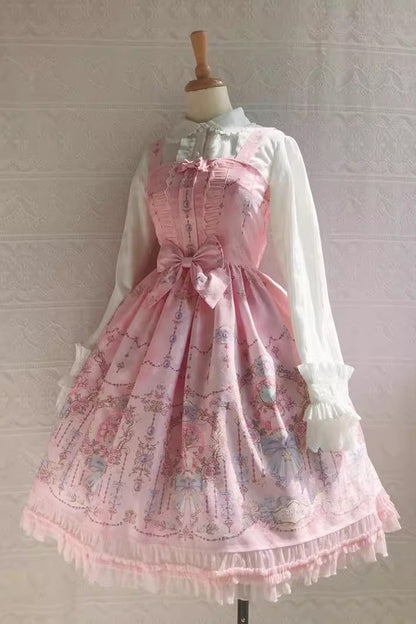 Lolita JSK Dress - Small Delicate Print, 4 Colors, Sweet Style, Bow Detail, Ruffled - additional product view 8