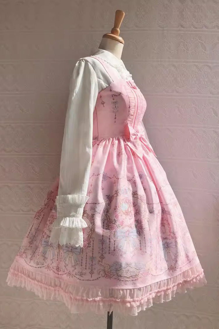 Lolita JSK Dress - Small Delicate Print, 4 Colors, Sweet Style, Bow Detail, Ruffled - additional product view 9