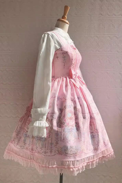 Lolita JSK Dress - Small Delicate Print, 4 Colors, Sweet Style, Bow Detail, Ruffled - additional product view 9