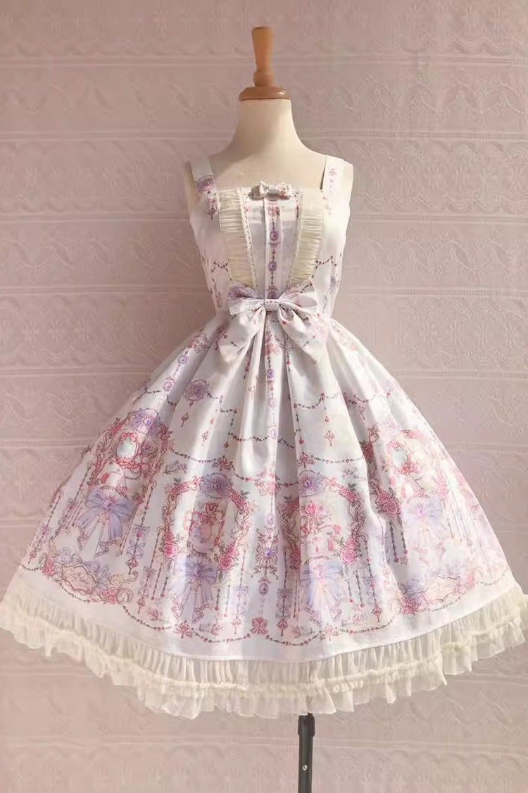 Lolita JSK Dress - Small Delicate Print, 4 Colors, Sweet Style, Bow Detail, Ruffled - main product image