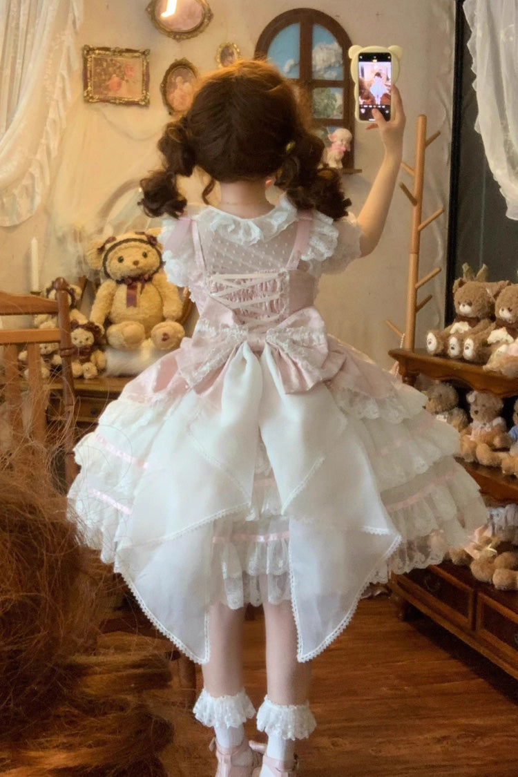 Lolita JSK Dress - Snow Kissed Romance, Pink, High Waist, Bow Detail, Lace Trim - additional product view 4