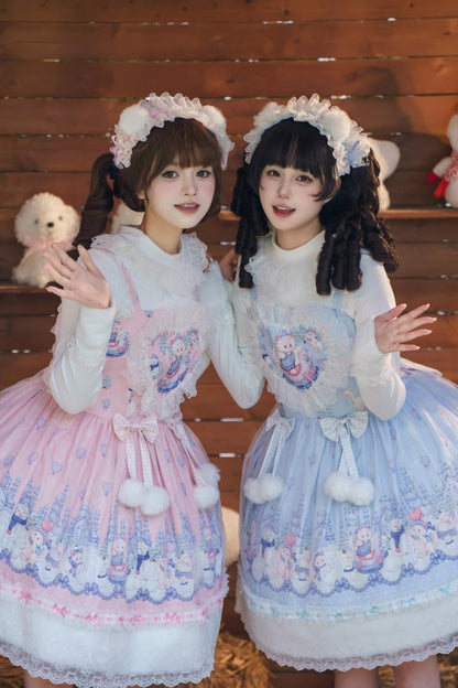Lolita JSK Dress - Snowball Wonderland, Pink, Printed, Sweet Style, Bow Detail - additional product view 2