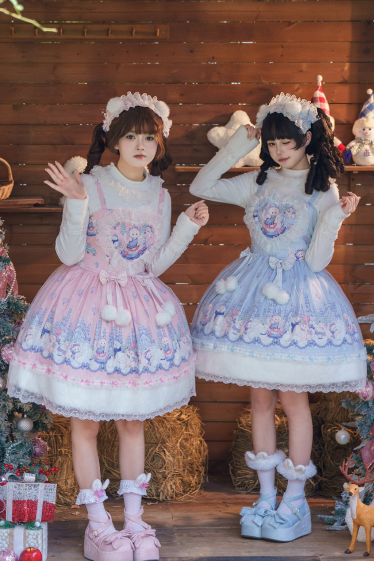 Lolita JSK Dress - Snowball Wonderland, Pink, Printed, Sweet Style, Bow Detail - additional product view 4