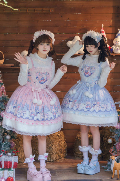 Lolita JSK Dress - Snowball Wonderland, Pink, Printed, Sweet Style, Bow Detail - additional product view 4