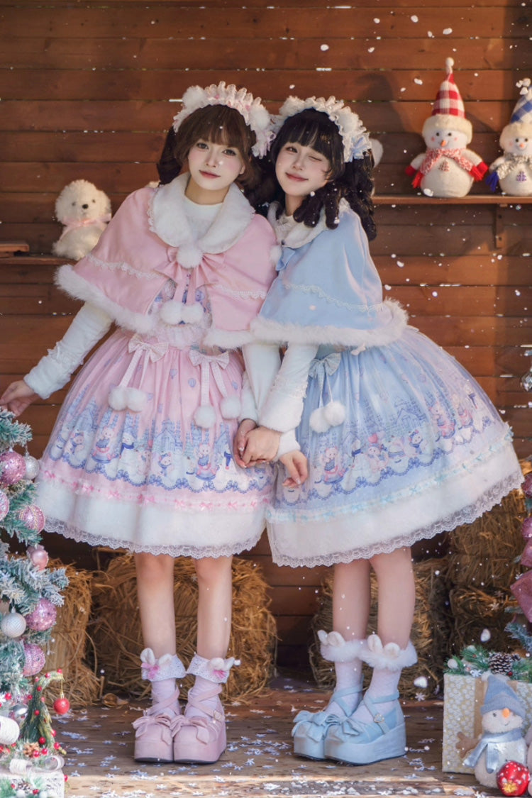 Lolita JSK Dress - Snowball Wonderland, Pink, Printed, Sweet Style, Bow Detail - additional product view 5