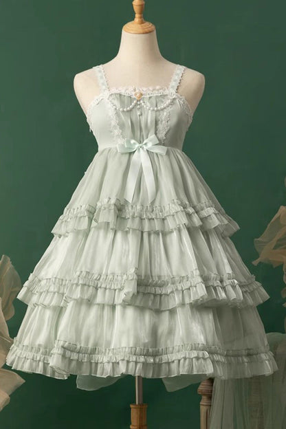 Lolita JSK Dress - Starry Gauze Love Song, Green, Ruffled, Layered, Sweet Style - additional product view 3