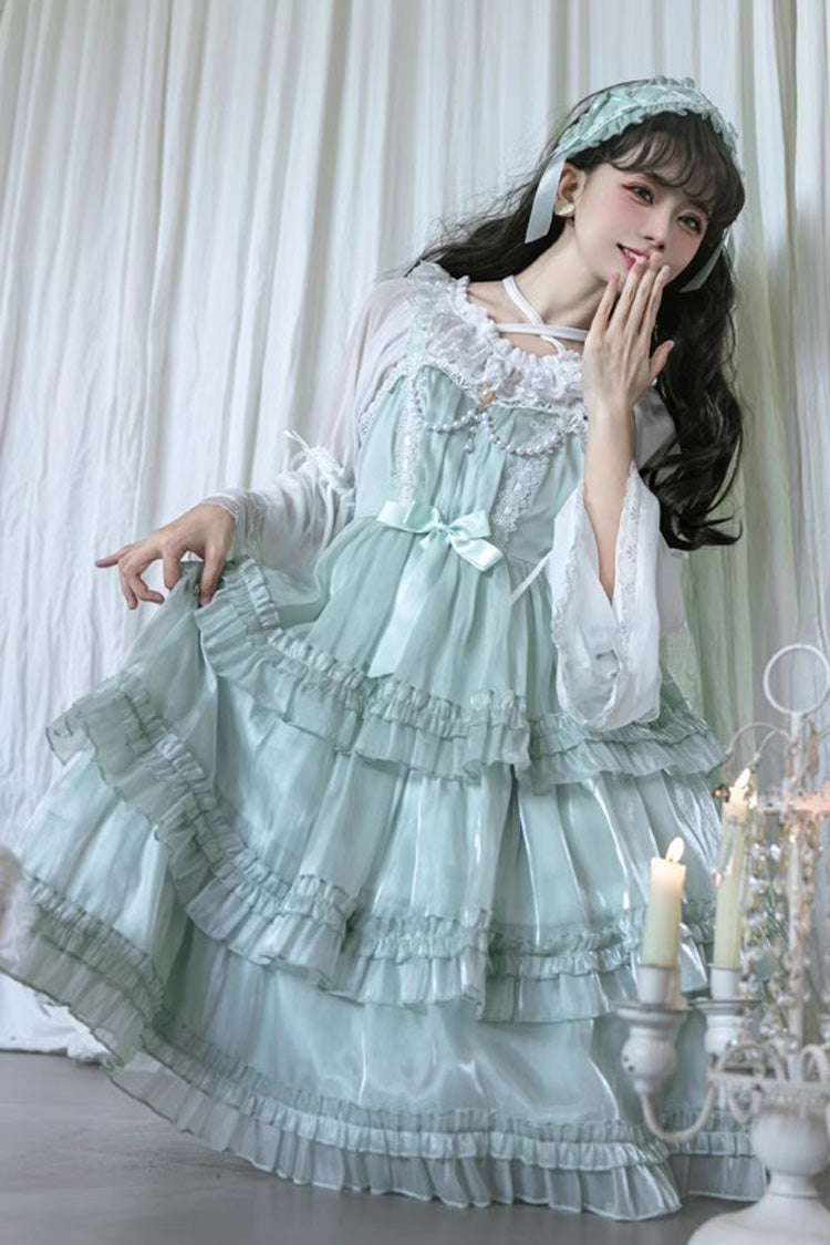 Lolita JSK Dress - Starry Gauze Love Song, Green, Ruffled, Layered, Sweet Style - additional product view 9