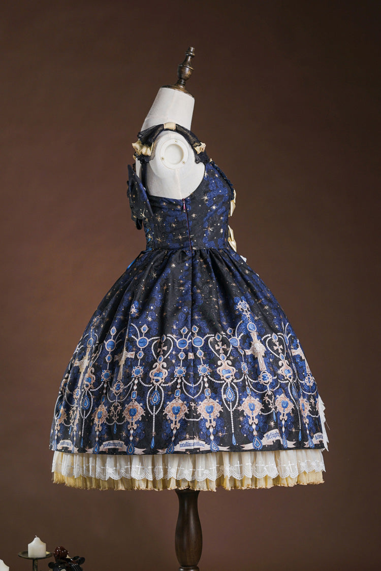 Lolita JSK Dress - Stone Of Eden, 2 Colors, Ruffled, Printed, Layered - additional product view 2