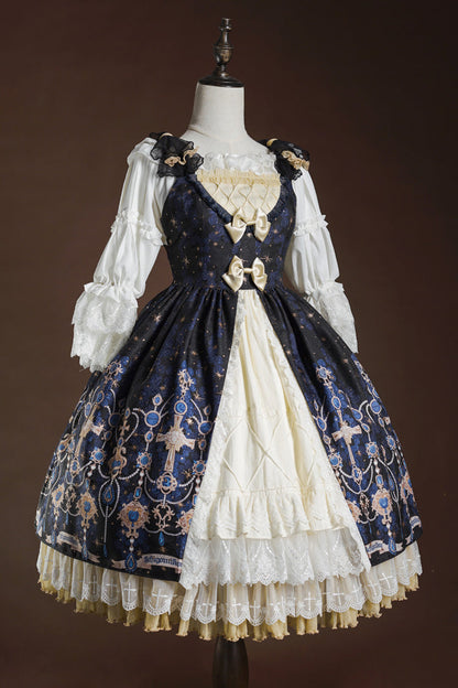 Lolita JSK Dress - Stone Of Eden, 2 Colors, Ruffled, Printed, Layered - additional product view 3