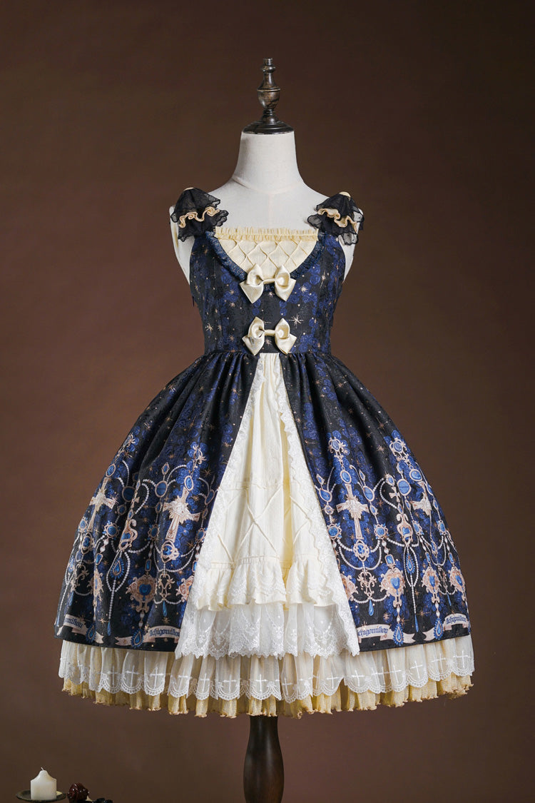 Lolita JSK Dress - Stone Of Eden, 2 Colors, Ruffled, Printed, Layered - main product image