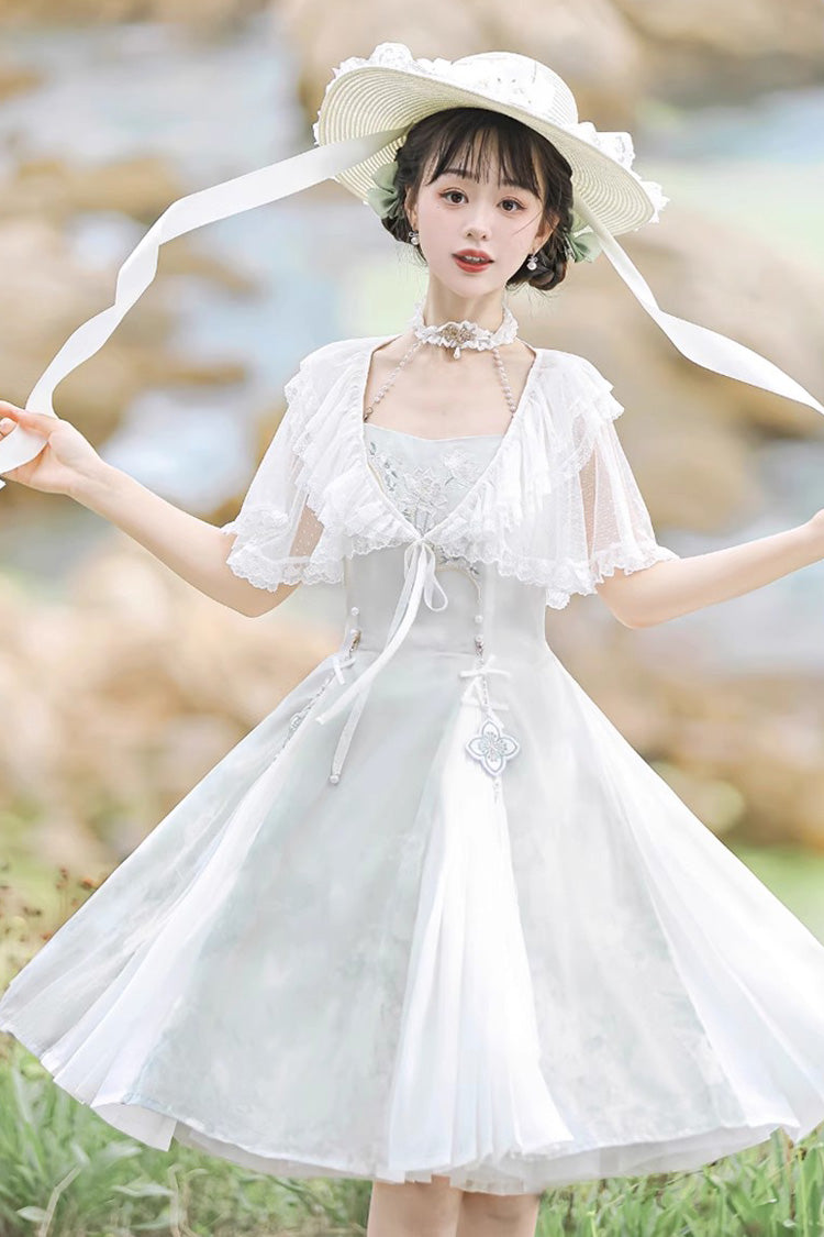 Lolita JSK Dress - Summer Dream Lotus, White, Chinese-Inspired Style, Sweet Style - additional product view 2