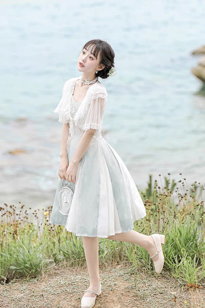 Lolita JSK Dress - Summer Dream Lotus, White, Chinese-Inspired Style, Sweet Style - additional product view 6