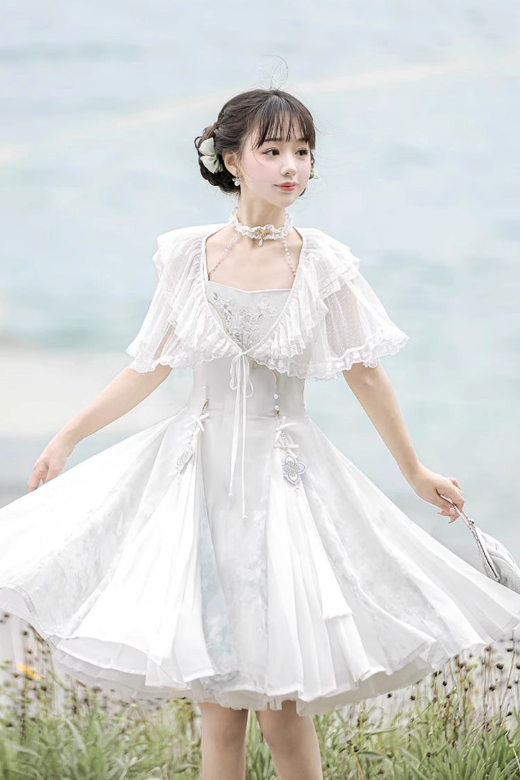 Lolita JSK Dress - Summer Dream Lotus, White, Chinese-Inspired Style, Sweet Style - additional product view 8