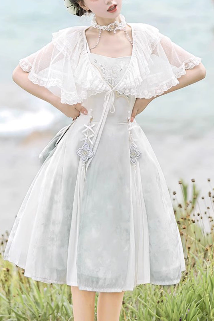 Lolita JSK Dress - Summer Dream Lotus, White, Chinese-Inspired Style, Sweet Style - main product image