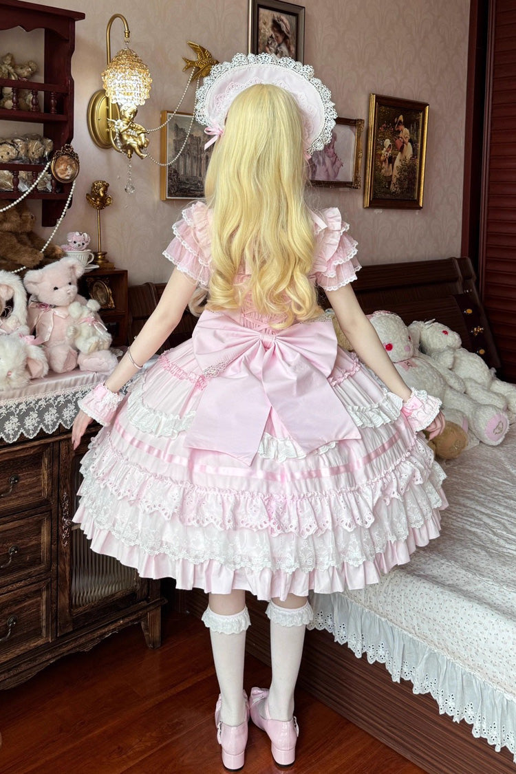 Lolita JSK Dress - Super Cute Belia, Pink, Sweet Style, Bow Detail, Lace Trim - additional product view 10