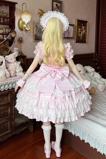 Lolita JSK Dress - Super Cute Belia, Pink, Sweet Style, Bow Detail, Lace Trim - additional product view 10
