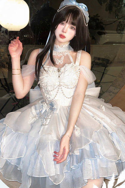 Lolita JSK Dress - Swan Lake, 2 Colors, Gothic Style, Bow Detail, Ruffled - additional product view 2