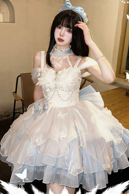 Lolita JSK Dress - Swan Lake, 2 Colors, Gothic Style, Bow Detail, Ruffled - additional product view 5