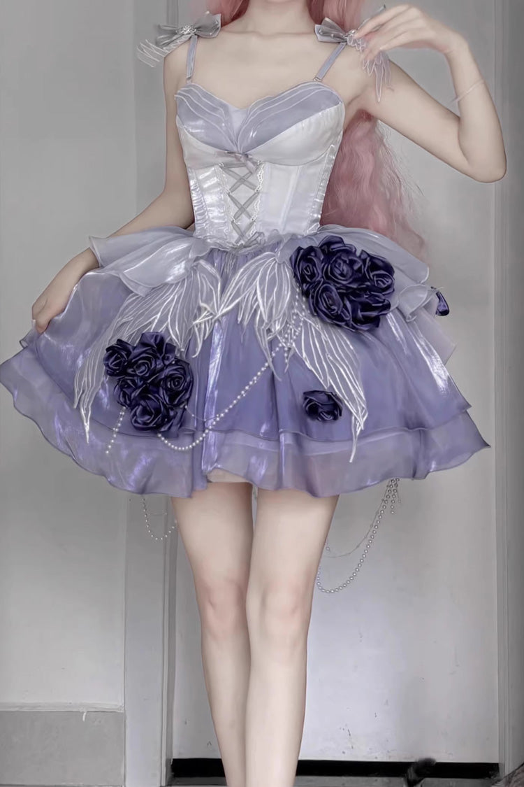 Lolita JSK Dress - Swan Wonderland, Purple, Short Version, Short Length, Embroidered - additional product view 3