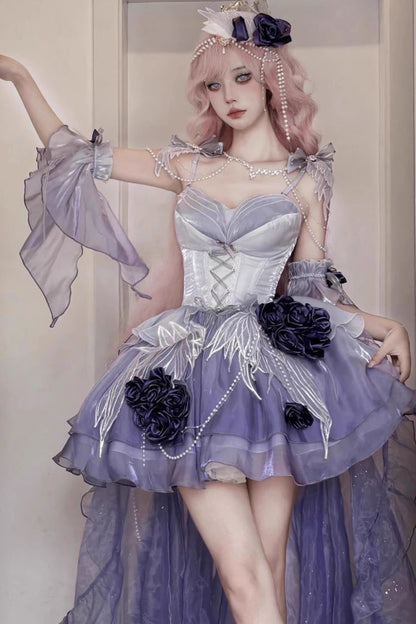 Lolita JSK Dress - Swan Wonderland, Purple, Short Version, Short Length, Embroidered - main product image