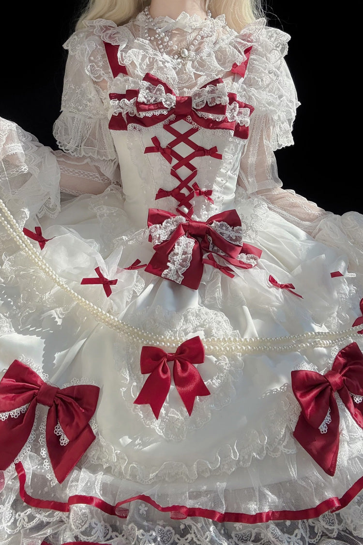 Lolita JSK Dress - Sweetheart, 2 Colors, Sweet Style, Bow Detail, Lace Trim - additional product view 4