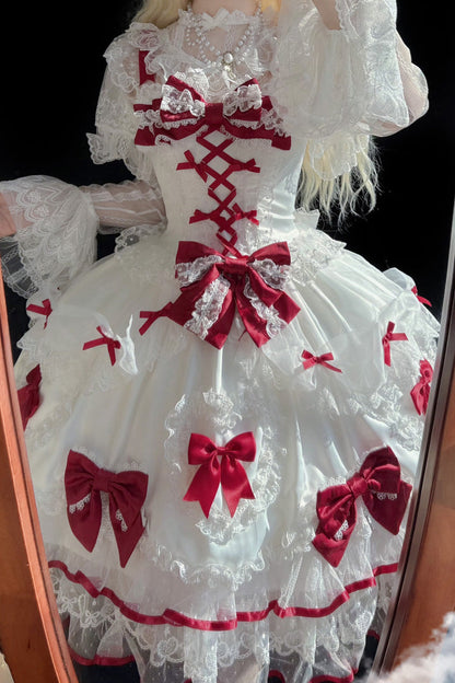 Lolita JSK Dress - Sweetheart, 2 Colors, Sweet Style, Bow Detail, Lace Trim - additional product view 5