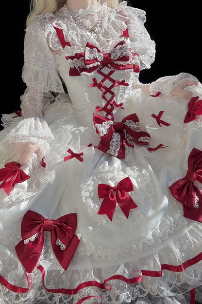 Lolita JSK Dress - Sweetheart, 2 Colors, Sweet Style, Bow Detail, Lace Trim - additional product view 9