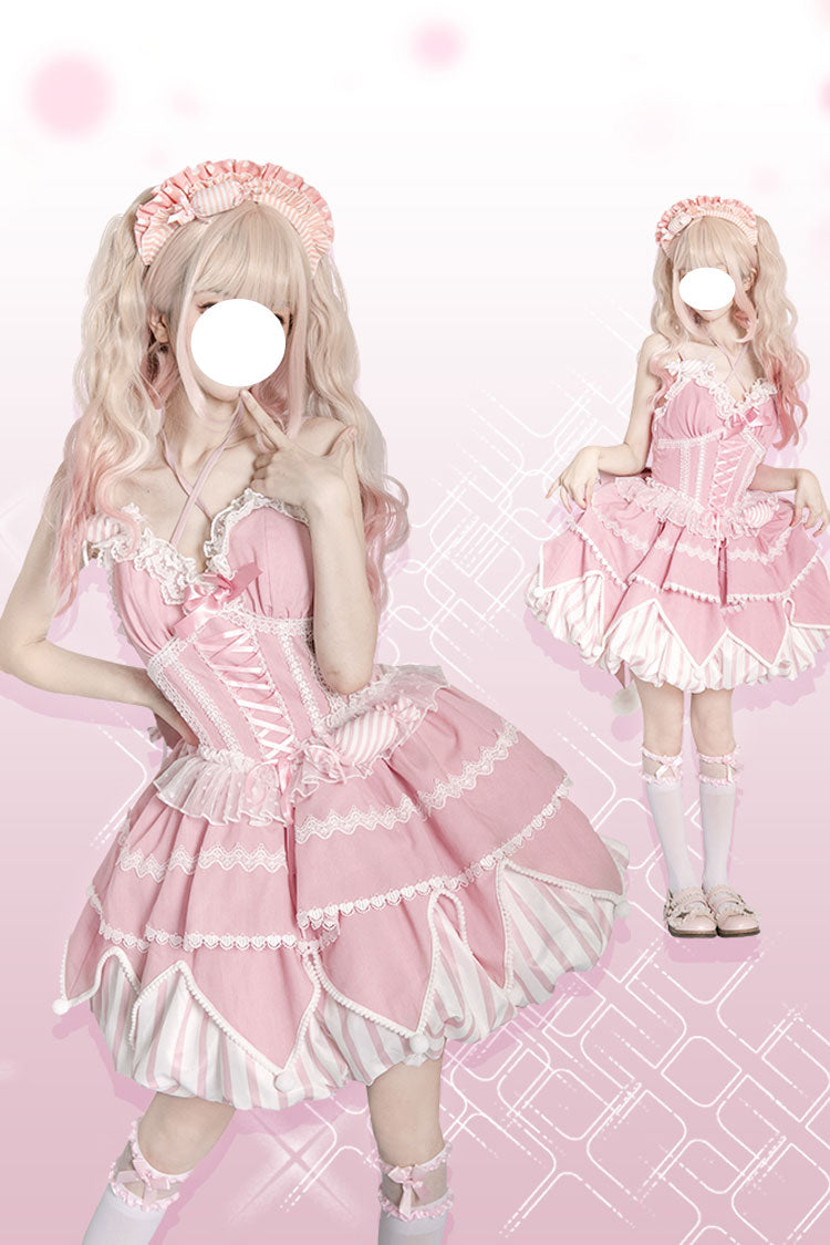 Lolita JSK Dress - Sweetheart Gummies, 3 Colors, Bow Detail, Sweet Style - S Pink / M Pink / L Pink option