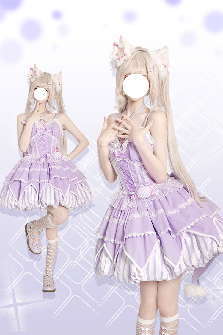 Lolita JSK Dress - Sweetheart Gummies, 3 Colors, Bow Detail, Sweet Style - S Purple / M Purple / L Purple option